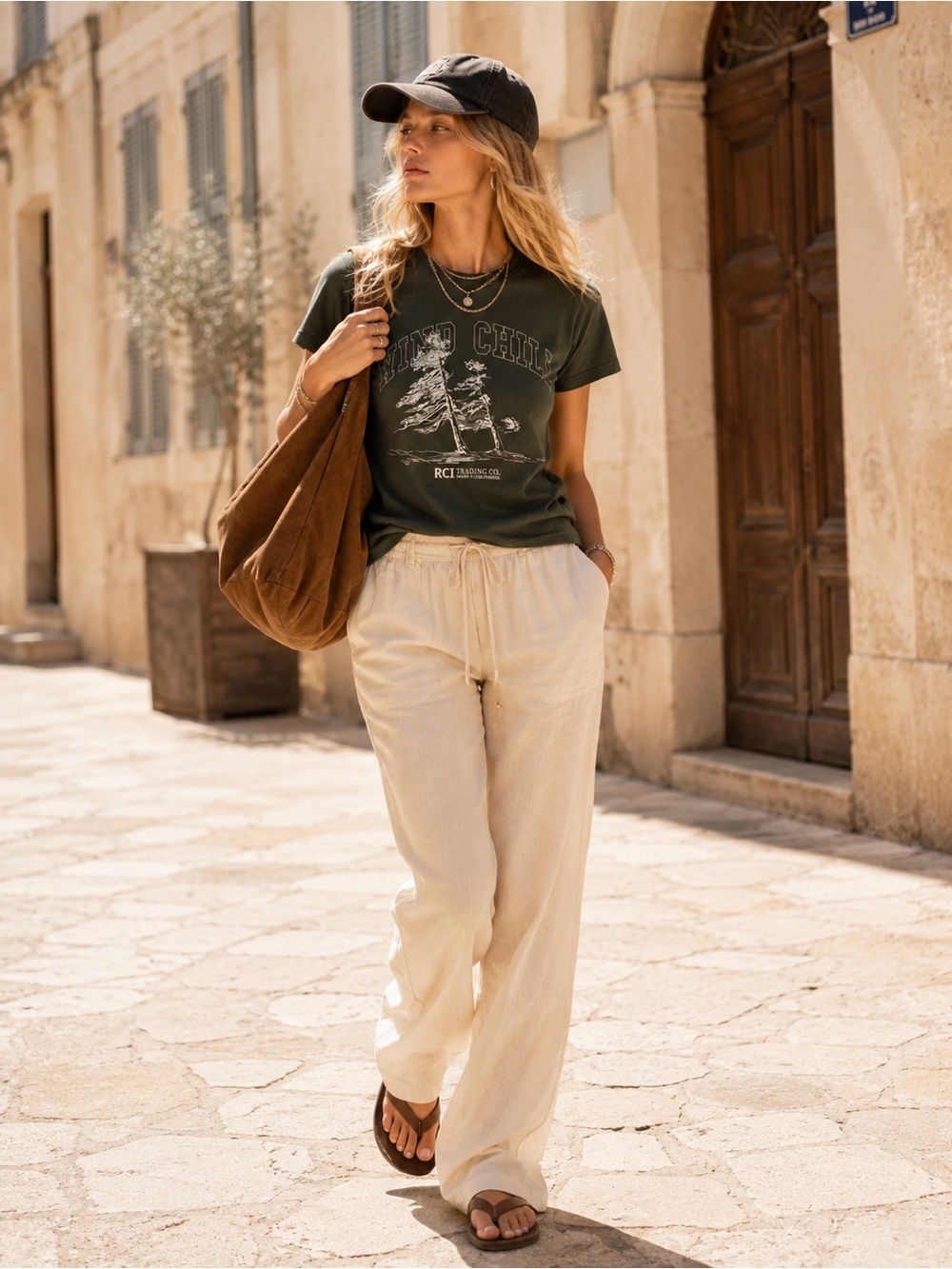 Reese Cooper Cotton Forest Green Wind Chill Graphic Tee